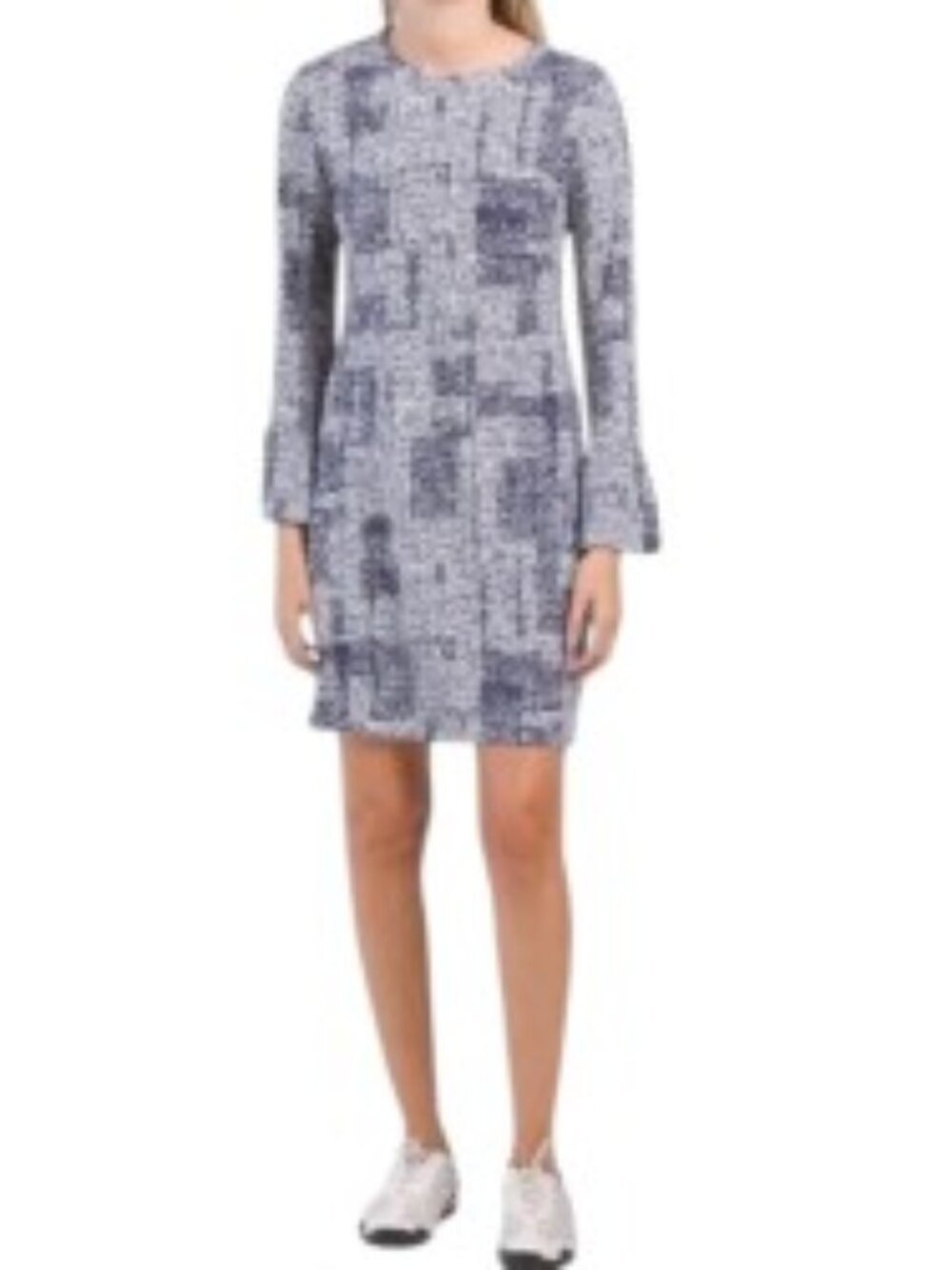IBKUL Diane Navy & White Bell Sleeve Dress Large